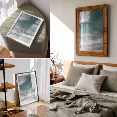 Wandposter Blauwe lucht, streep, vrijheid, inspiratie