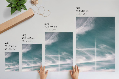 Wandposter Blauwe lucht, streep, vrijheid, inspiratie