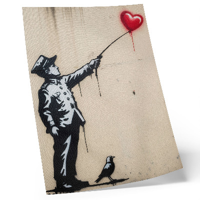 Poster Zwart-wit figuur met een rood hart