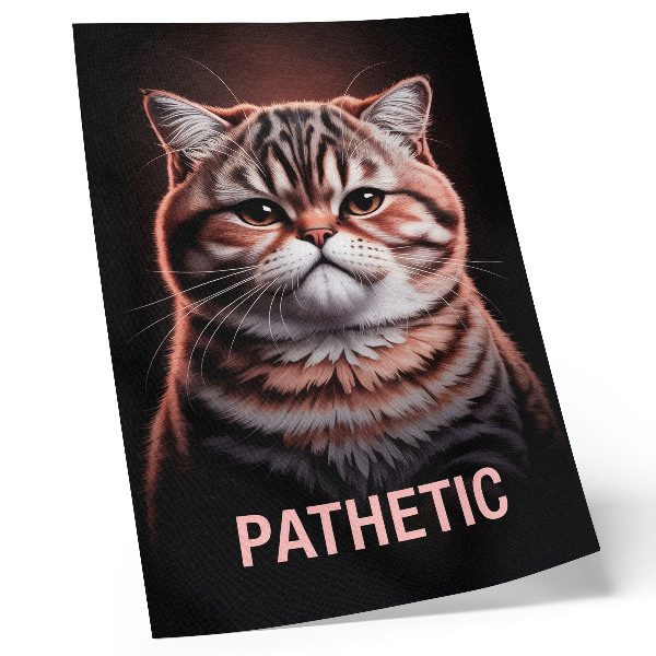Wandposter Portret van een kat met een opvallende vacht en een intense blik.