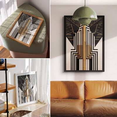 Wandposter Architectonische lijnen, elegante gouden accenten