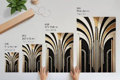 Wandposter met moderne bogen in een elegante art-decostijl met contrast
