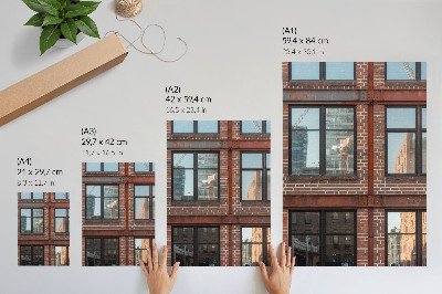 Wandposter Bakstenen gevel, moderne reflecties, compositie