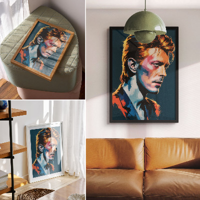 Poster Een popart-portret met dynamische kleuren.