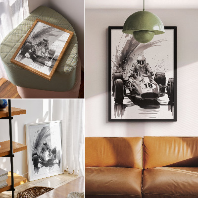 Poster Autodynamiek in contrast met racen