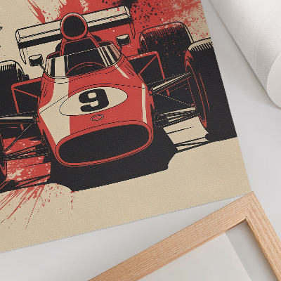 Decoratieve poster Rode en zwarte raceauto in beweging