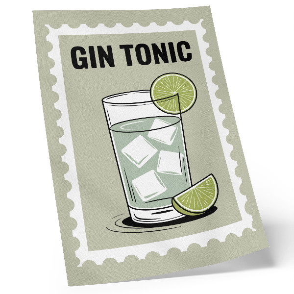 Poster De inscriptie GIN TONIC met groene en witte elementen.
