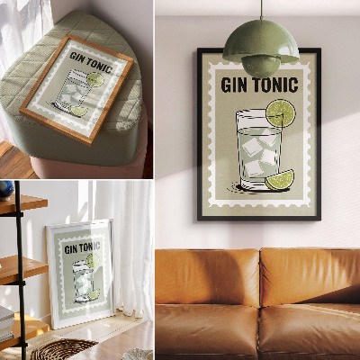 Poster De inscriptie GIN TONIC met groene en witte elementen.