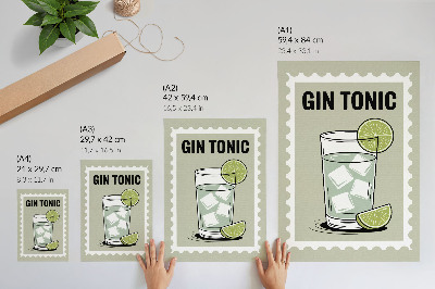 Poster De inscriptie GIN TONIC met groene en witte elementen.