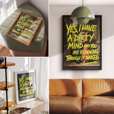 Decoratieve poster Klassieke tekens, gele tekst, dynamisch contrast