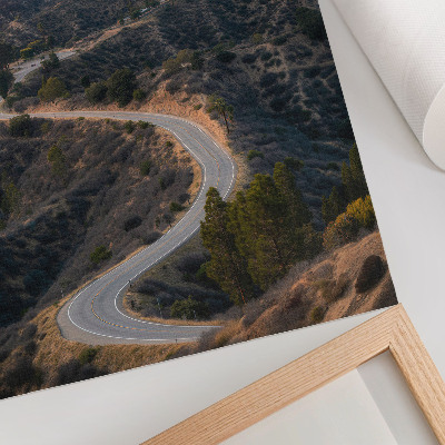 Wandposter Heuvels inscriptie weg zonsondergang dromen