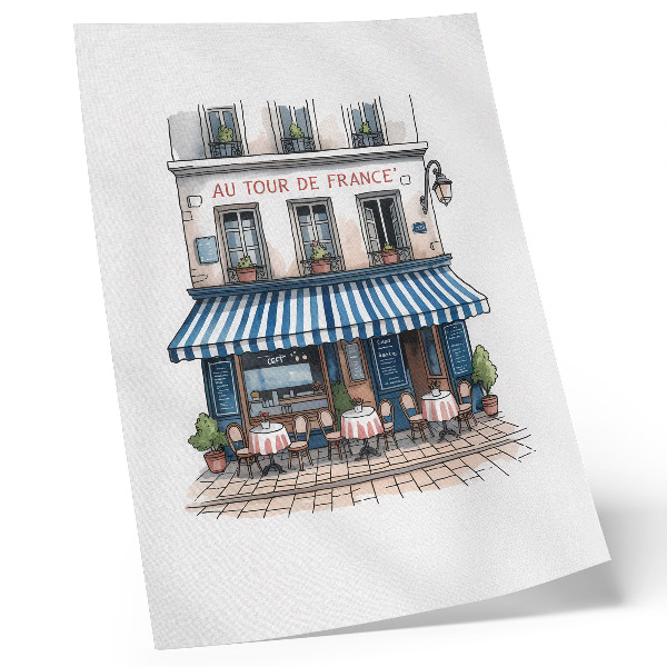 Poster Een charmant Frans café met een sfeervol terras.