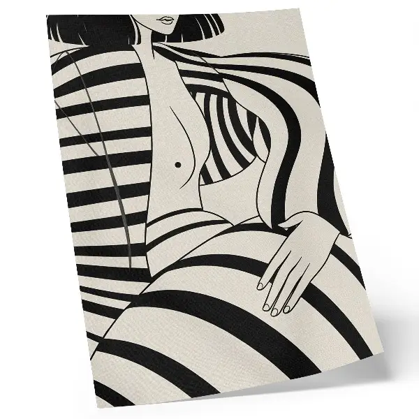 Decoratieve poster met een elegant zwart-wit geometrisch strepenpatroon