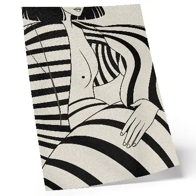 Decoratieve poster met een elegant zwart-wit geometrisch strepenpatroon