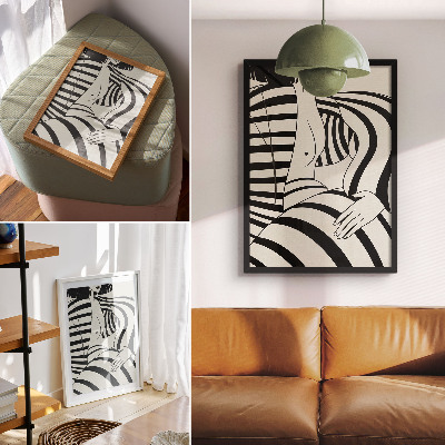 Decoratieve poster Elegantie in zwart-witte geometrische strepen