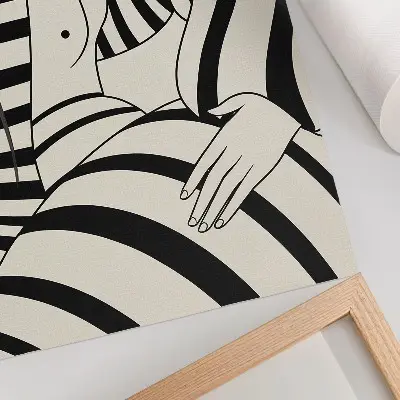 Decoratieve poster met een elegant zwart-wit geometrisch strepenpatroon