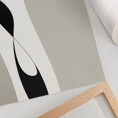 Wandposter zwart-witte lijnen met vloeiende contrasten
