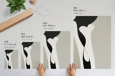 Wandposter zwart-witte lijnen met vloeiende contrasten
