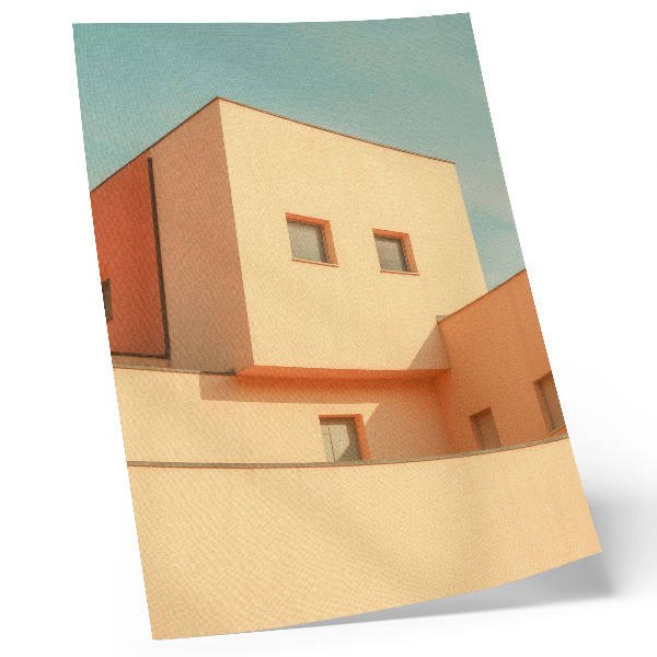 Poster Geometrische architectuur, beige gevel