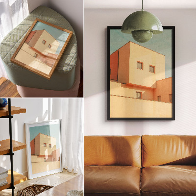 Poster Geometrische architectuur, beige gevel