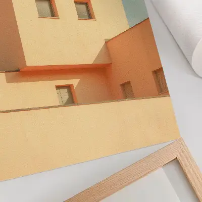 Poster geometrische architectuur met beige gevel