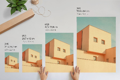 Poster Geometrische architectuur, beige gevel
