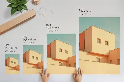 Poster geometrische architectuur met beige gevel