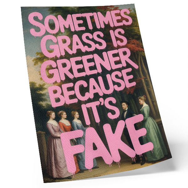 Decoratieve poster Roze opschrift bosfiguren elegantie humor