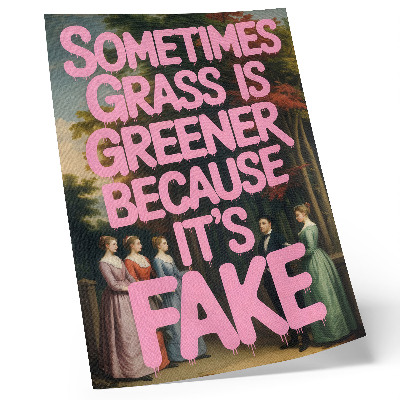 Decoratieve poster Roze opschrift bosfiguren elegantie humor