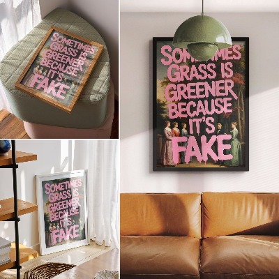 Decoratieve poster Roze opschrift bosfiguren elegantie humor