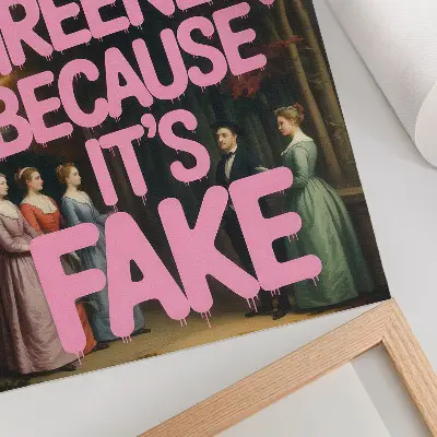 Decoratieve poster met roze opschrift en elegante bosthema figuren