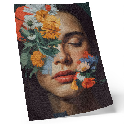 Poster Kleurrijk gezicht met bloemen, charme, emotie, verfijning