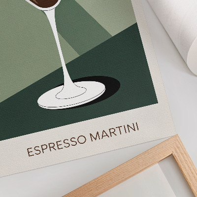 Decoratieve poster Moderne martini in groen, beige en wit.