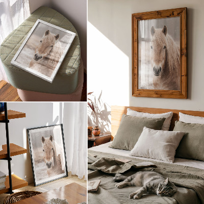 Wandposter Paard winter zachte kleuren rust natuur