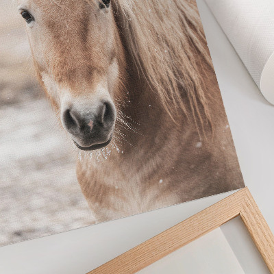 Wandposter Paard winter zachte kleuren rust natuur