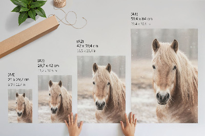 Wandposter Paard winter zachte kleuren rust natuur