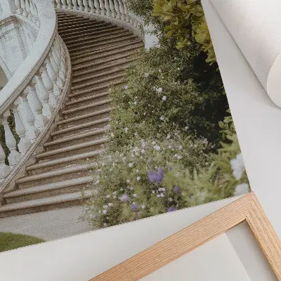 Decoratieve poster elegante balustrade in klassiek groen met een rustgevende uitstraling