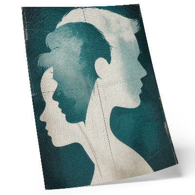 Wandposter Turquoise silhouetten met delicate witte lijnen