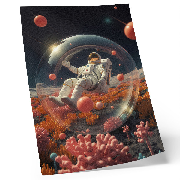 Decoratieve poster Astronaut ruimte kleurrijke planten kosmos