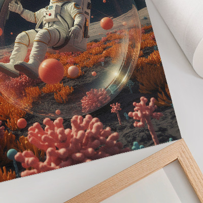 Decoratieve poster Astronaut ruimte kleurrijke planten kosmos