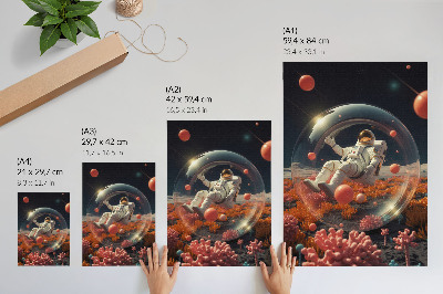 Decoratieve poster Astronaut ruimte kleurrijke planten kosmos