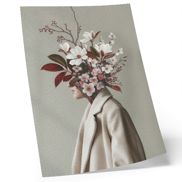Wandposter Boeket bloemen, gezicht, artistieke inspiratie