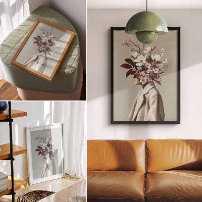 Wandposter Boeket bloemen, gezicht, artistieke inspiratie