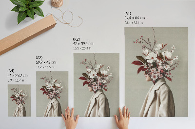 Wandposter Boeket bloemen, gezicht, artistieke inspiratie