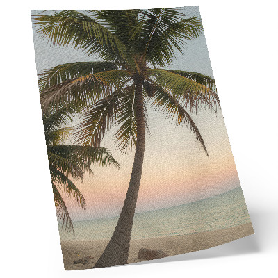 Decoratieve poster Palmboom, zee, pastelkleurige zonsondergang, exotisch