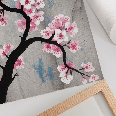 Poster Fijne bloemen op een grijze achtergrond