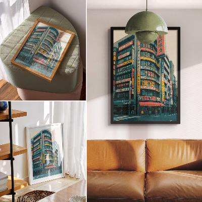 Decoratieve poster Kleurrijke inscripties op modernistische gebouwen