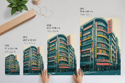 Decoratieve poster Kleurrijke inscripties op modernistische gebouwen