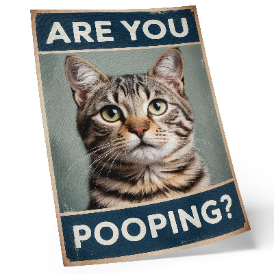Poster Een ietwat humoristisch retro kattenportret