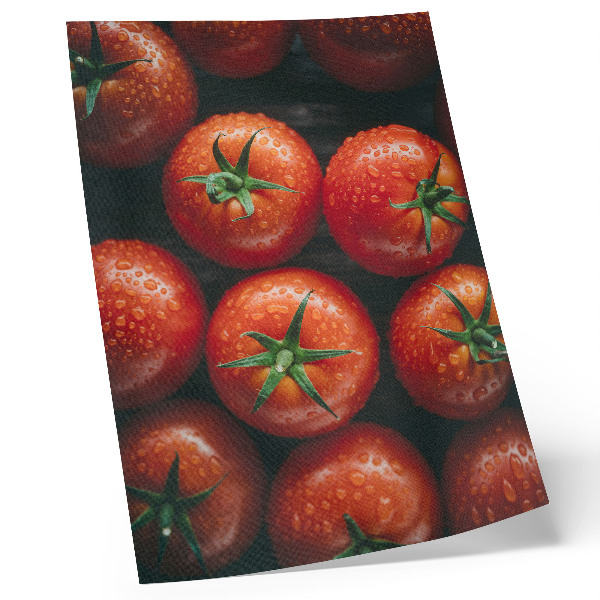 Wandposter Sappige tomaten met een paar druppels water.